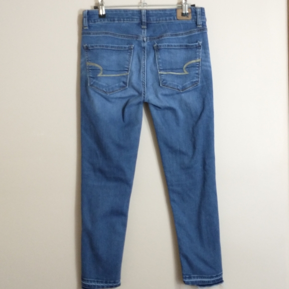 American Eagle Hi-Rise Jegging Crop Super Stretch Jeans Women's Size 4 Raw Hem - Picture 2 of 5